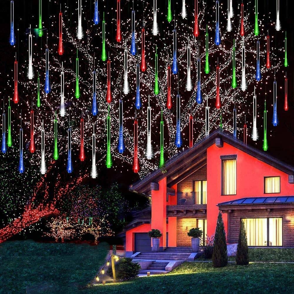 Christmas Lights Outdoor 12 inch 8 Tube Snow Falling Lights Yellow