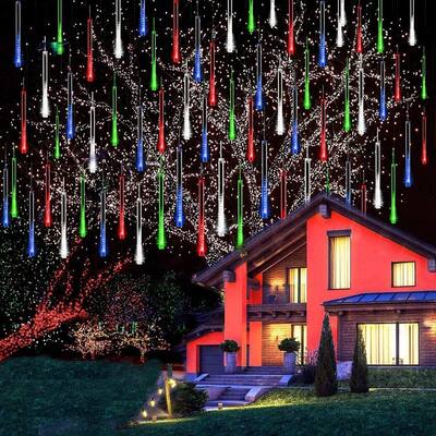 Christmas Lights Outdoor 12 inch 8 Tube Snow Falling Lights - Yellow