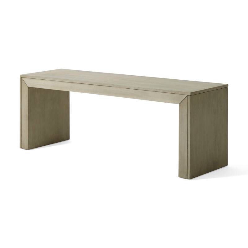 Roomfitters Farmhouse Acacia Wood Dining Bench with Slat Top and Hand Crafted Finish, Light Grey Oak Wood