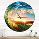 preview thumbnail 9 of 8, Designart 'Colored Ocean Waves Falling Down' Oversized Coastal Wall CLock