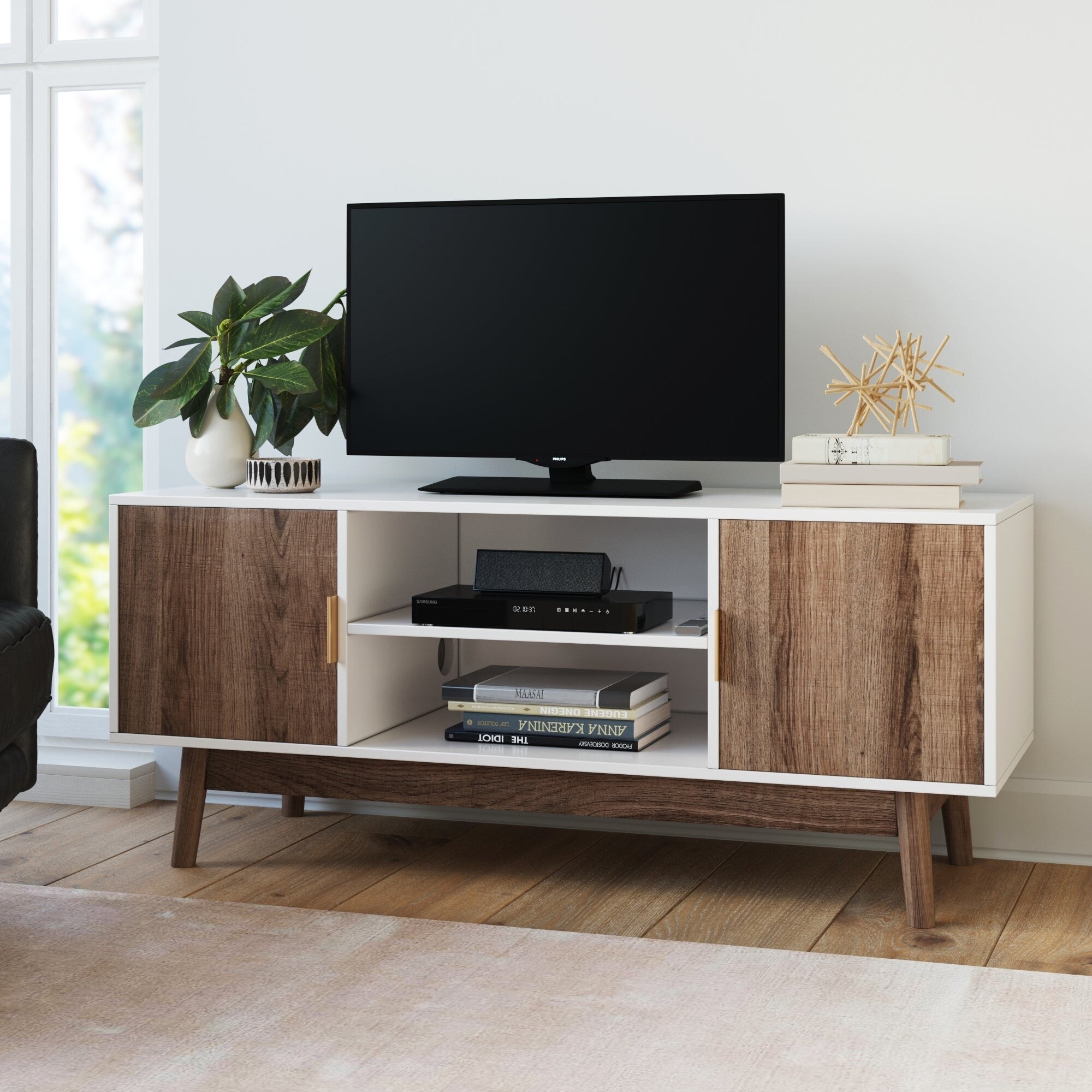 Nathan James Wesley Scandinavian TV Stand Media Console with