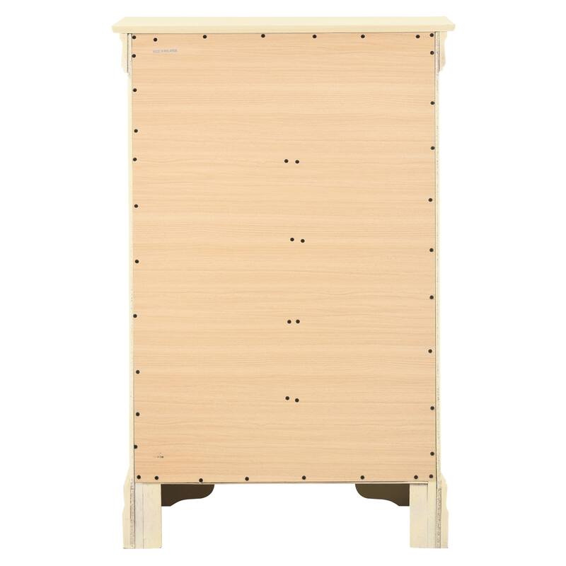 5-Drawer Wooden Bedroom Chest - 48" - Cream