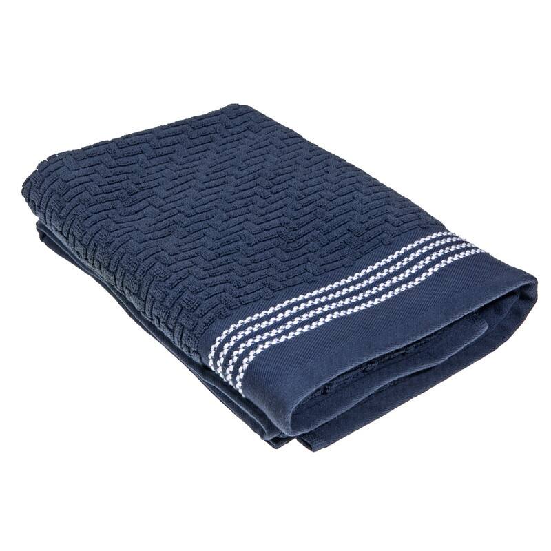 Luxury Stitch Bath Towel (27 X 50) (Blue) Set of 2 Bed Bath
