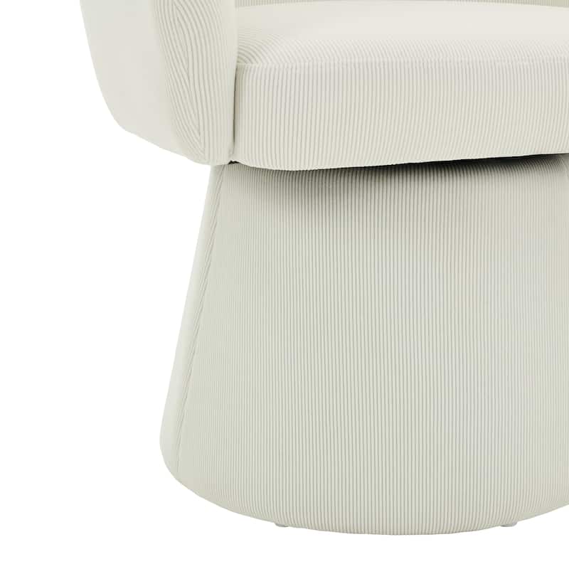 Modern Swivel Accent Chair, Narrow Corduroy Upholstered, Comfy Barrel Chair for Living Room, Bedroom & Office, Beige