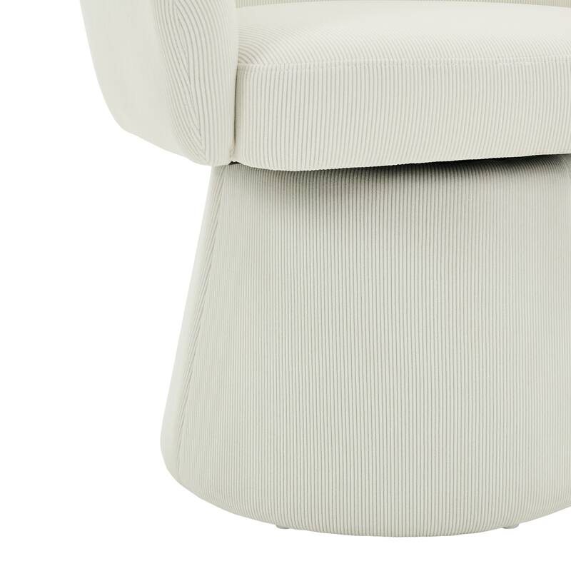 Roomfitters Modern Swivel Barrel Accent Chair, 360° Rotating Corduroy Upholstered Lounge Chair with Weighted Base, Beige
