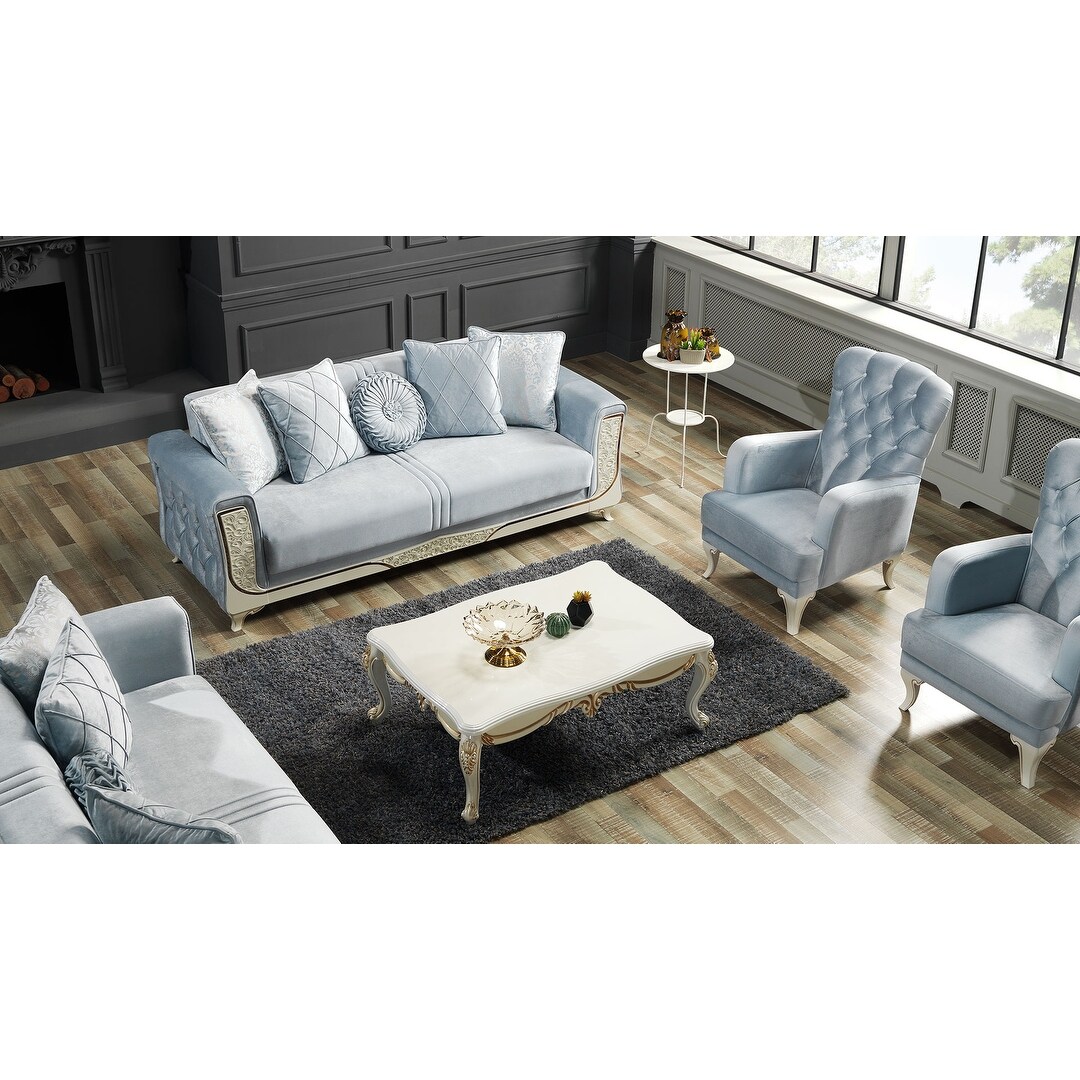 Living room with one couch and two discount chairs
