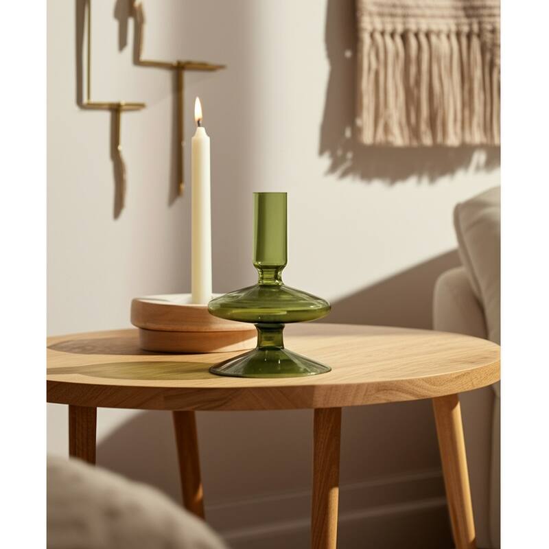 Modern Bubble Glass Candle Holder with Rounded Accent Base