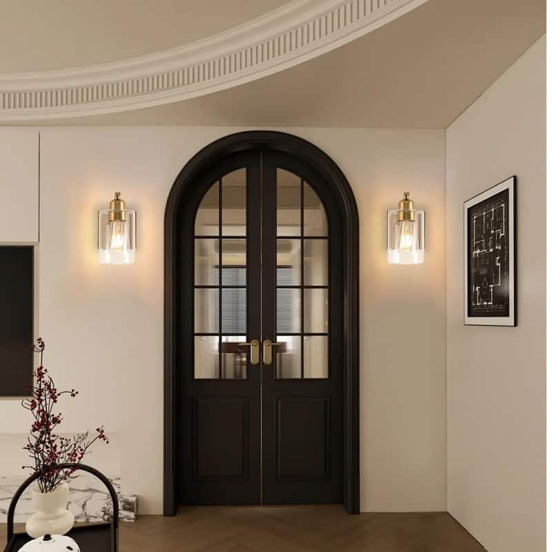 2 Pack wall sconces gold bulb light glass, iron, plastic battery operated wall sconces