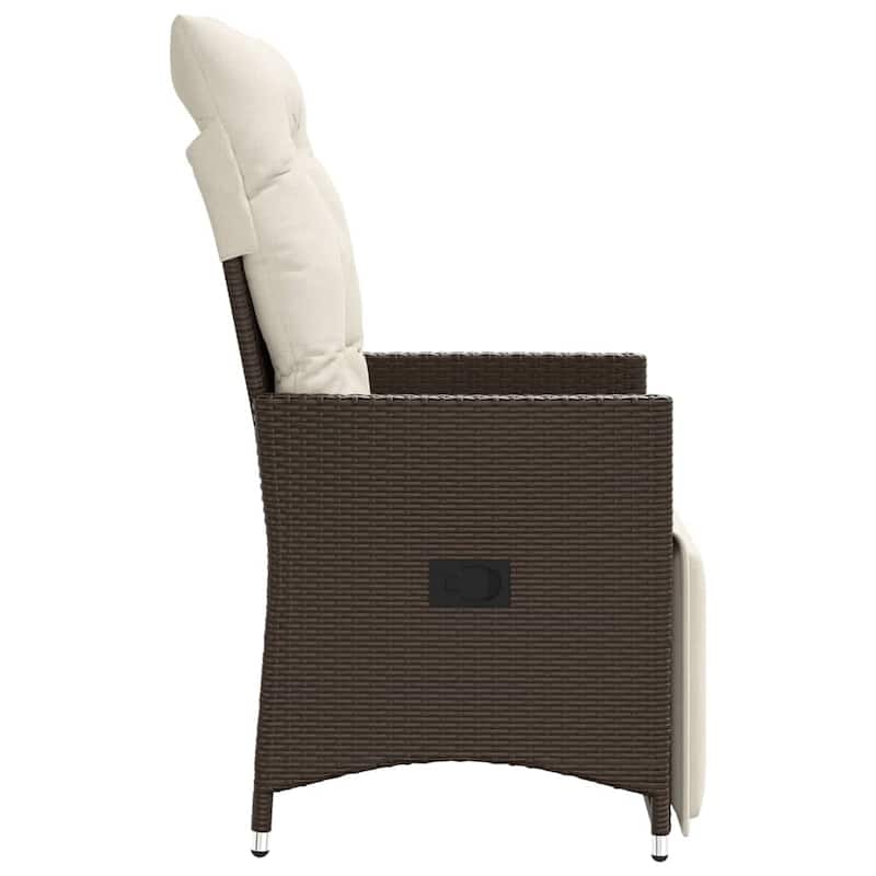 vidaXL Reclining Patio Chairs with Cushions Armchair Outdoor Seating Poly Rattan