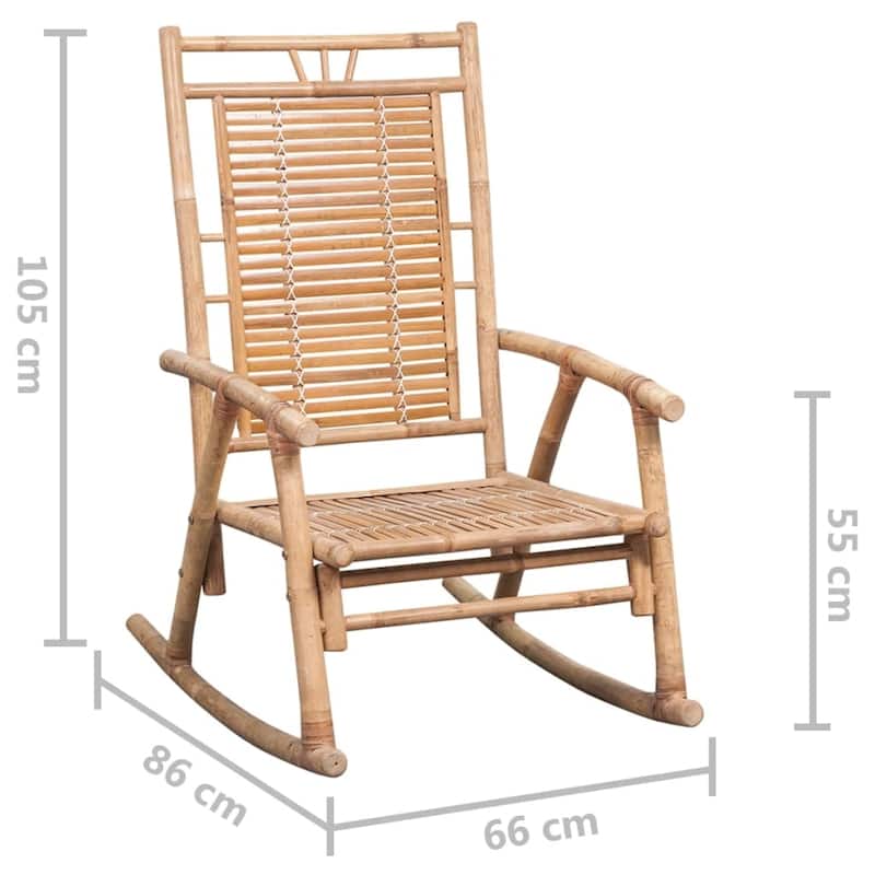 vidaXL Rocking Chair with Cushion Bamboo - 26" x 33.9" x 41.3"