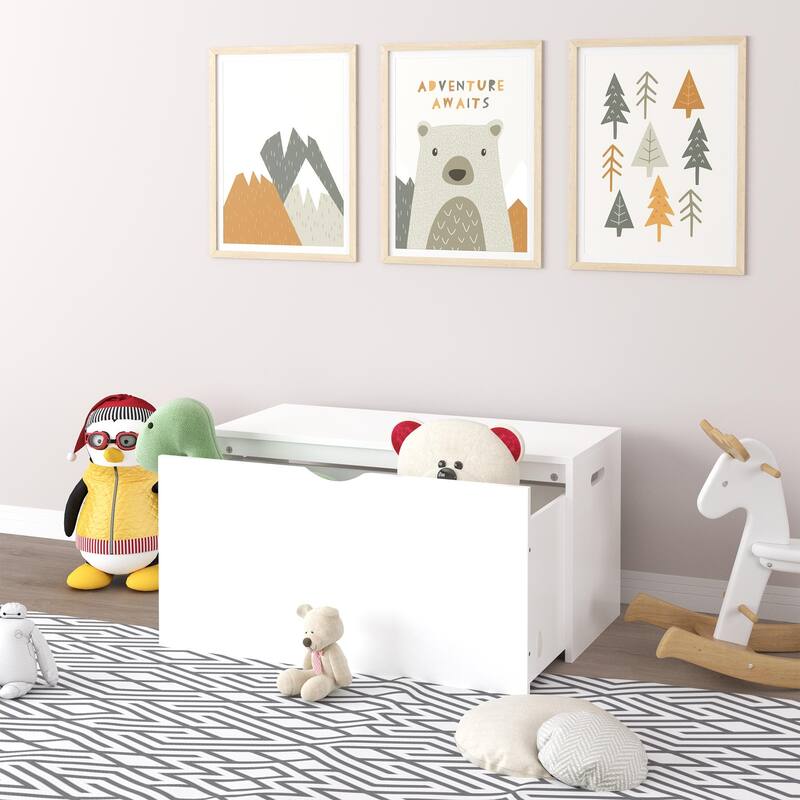 Kids Toy Storage Organizer With Rolling Drawer-Modern Wooden Toy Chest With Wheels,Large Pull-Out Bin For Nursery