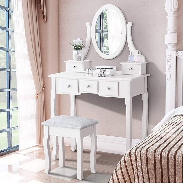 White Vanity with Lights and Drawers for a Chic Bedroom