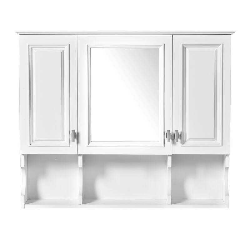 Modern Bathroom Wall Cabinet with Mirror,Mirror Cabinet with Open Shelves,Wall Mounted Bathroom Medicine Cabinet