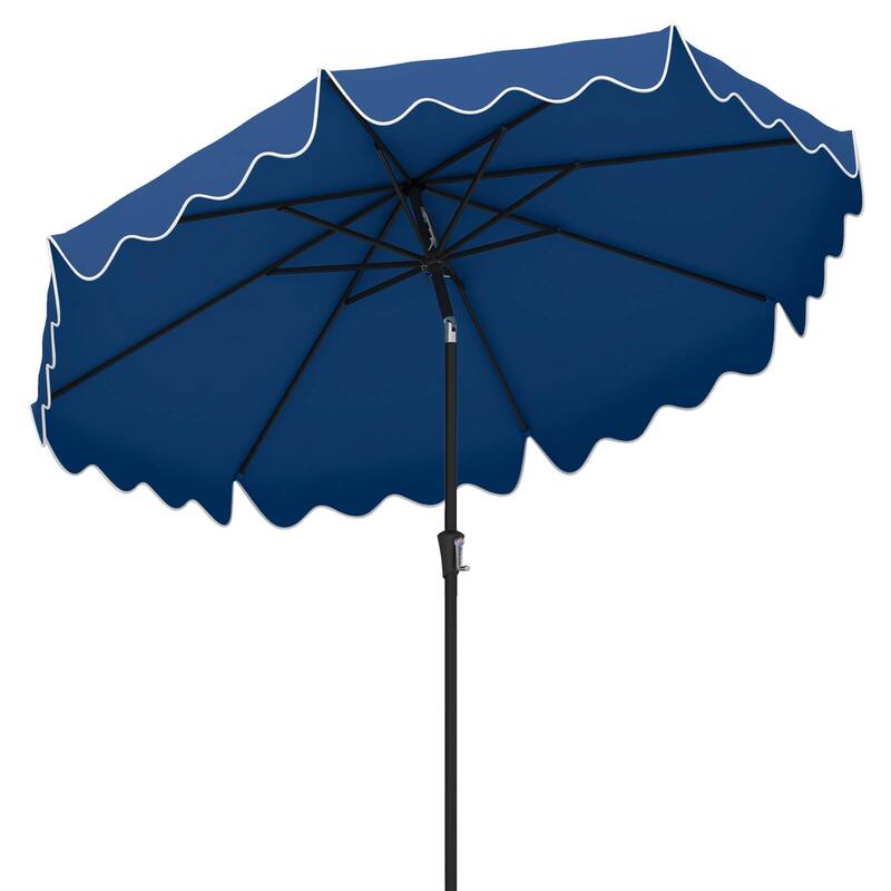 Costway 9 FT Patio Umbrella 2-Tier Market Table Umbrella with - Navy