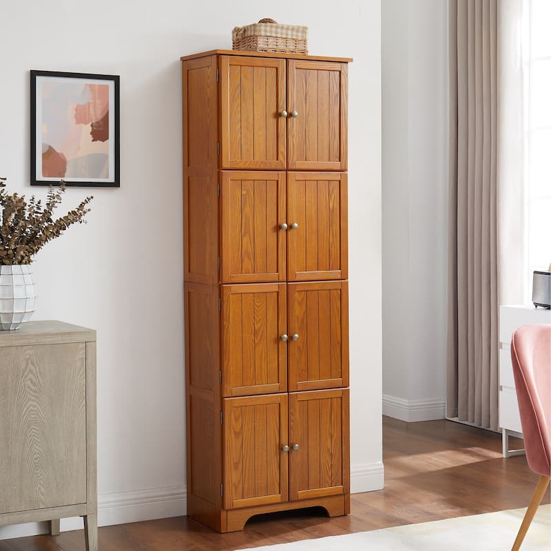 72.4" Tall Storage Cabinet Tall Storage Cabinet with 8 Doors and 4 Shelves ,Bookshelf