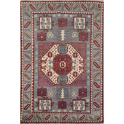 Traditional Kazak Accent Rug Hand-Knotted Wool Carpet - 3'3" x 4'11"