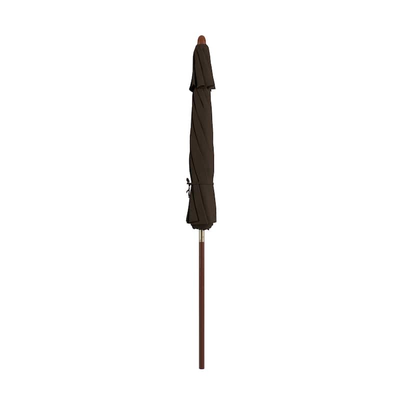 California Umbrella 9ft Marenti Wooden Sunbrella Patio Umbrella with Sunbrella Fabric, Base Not Included