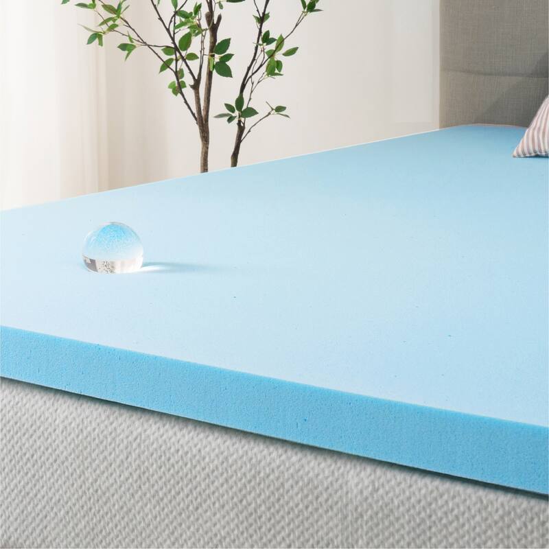 Priage by ZINUS 2 Inch Green Tea Cooling Gel Memory Foam Mattress Topper - Blue - King