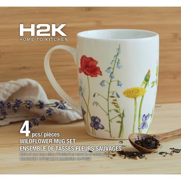 Porcelain Coffee Mugs 4 Piece Set Wildflower - Bed Bath & Beyond - 38297475