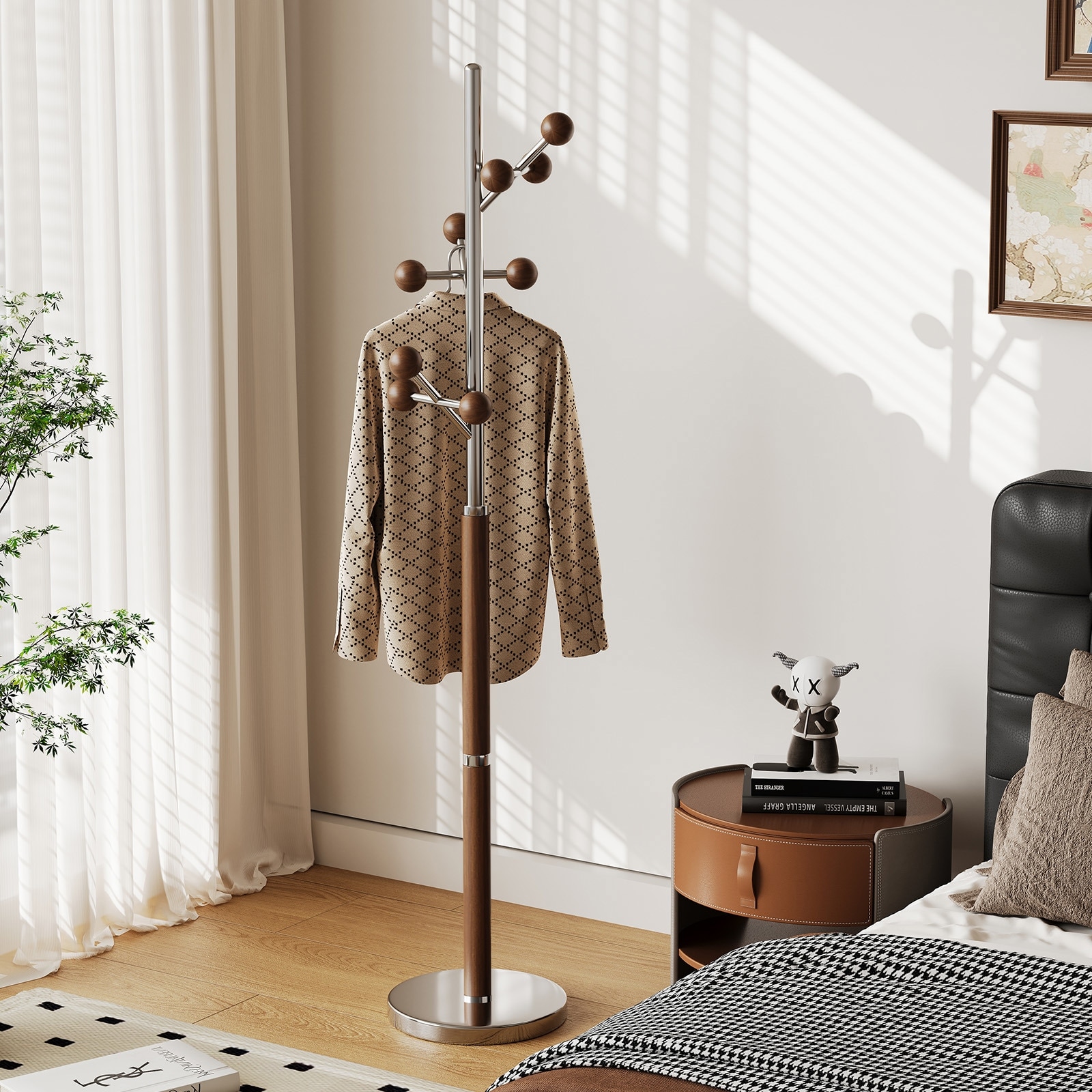 Coat Rack Freestanding, Metal Coat Tree with 8 or 9 Hooks and
