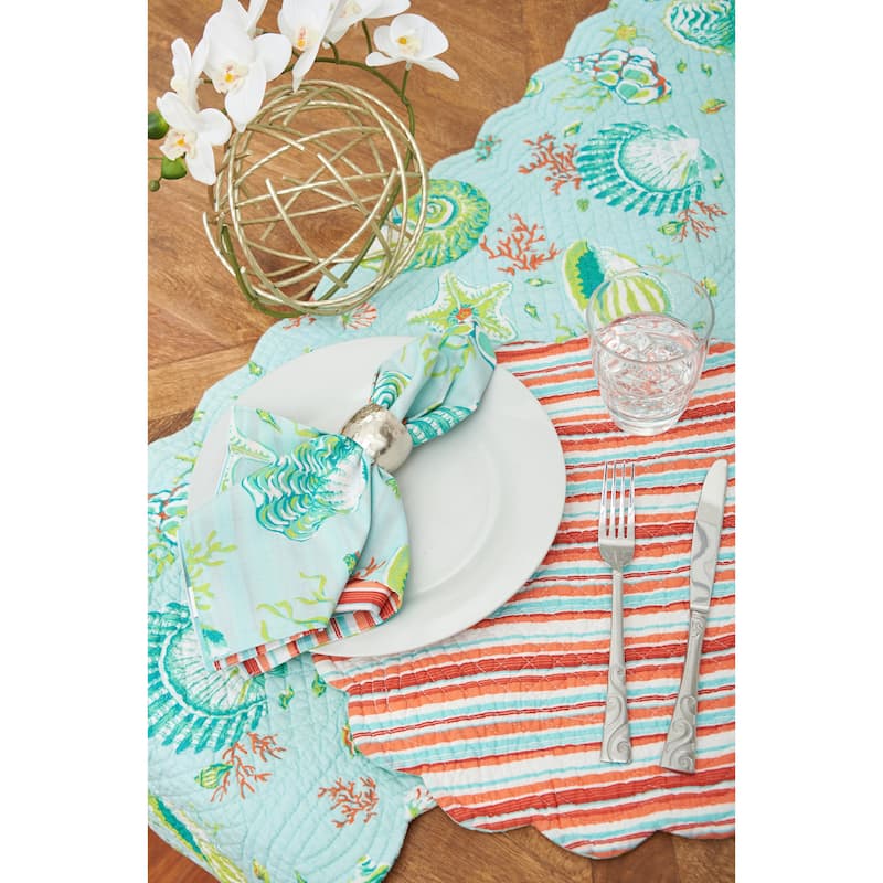 Laguna Breeze Cotton Quilted Round Reversible Placemat Set of 6 - Set of 6