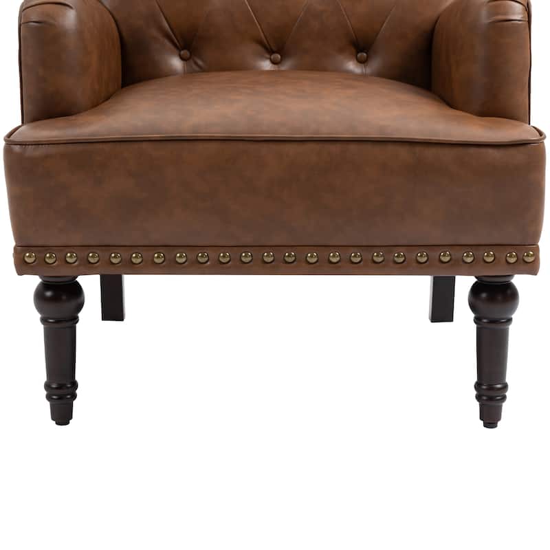 Tufted Vegan Leather Accent Chairs Armchairs with Nailhead Trim