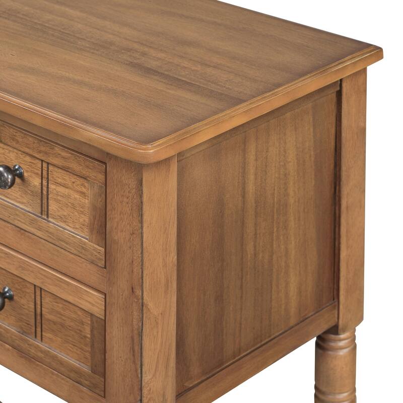 Narrow Console Table, Slim Sofa Table with Three Storage Drawers and Bottom Shelf