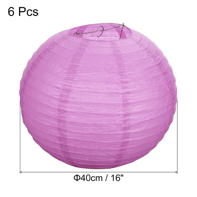 6pcs 16 Inch Folding Hanging Paper Lanterns for Wedding Home Party - Pink