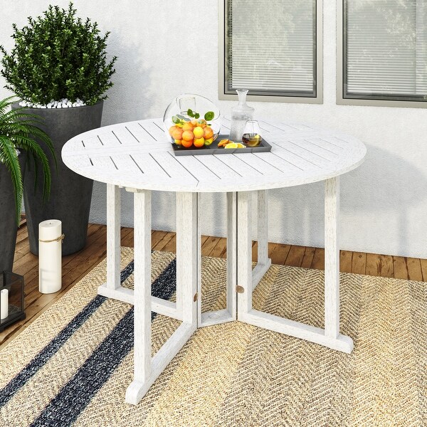 Cosco outdoor living acacia wood folding drop leaf patio dining table with chair storage outlet