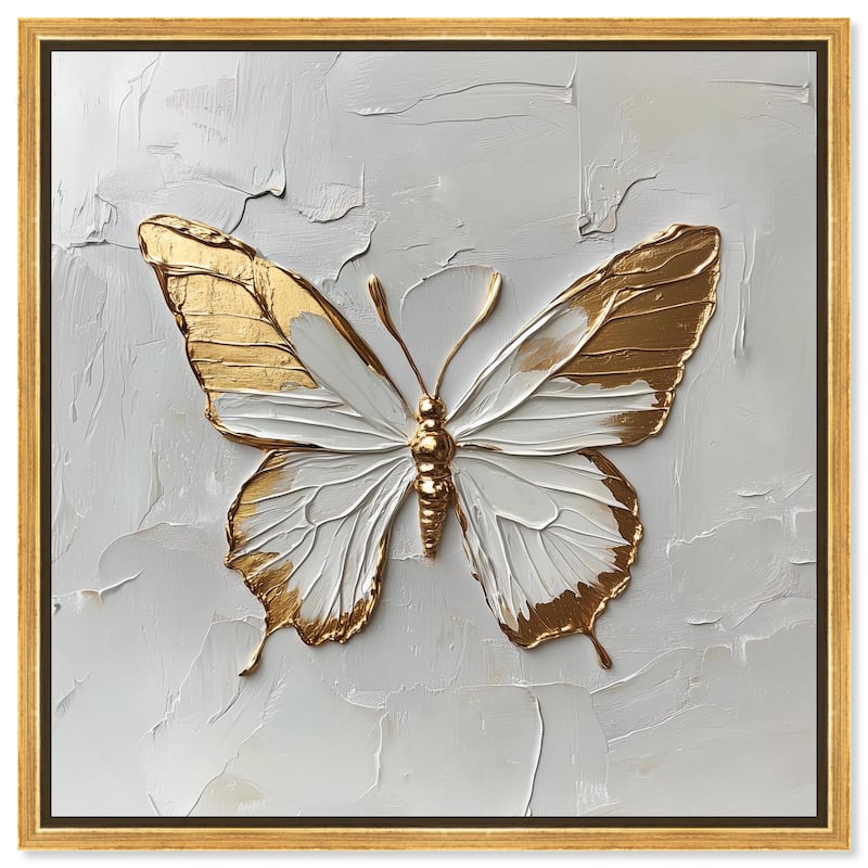 Simple Golden Butterfly Canvas by Art Remedy - Gold - 24" x 24"