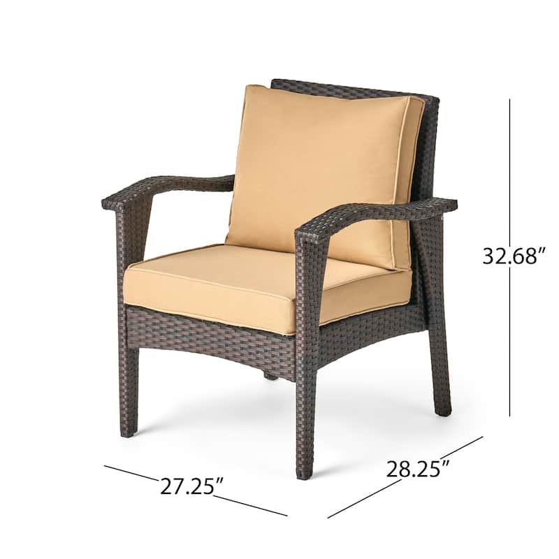 4 Piece PE Rattan Patio Furniture Metal Conversation Set,Waterproof Fabric Cushions Sofa and Sturdy Iron Frame Coffee Table