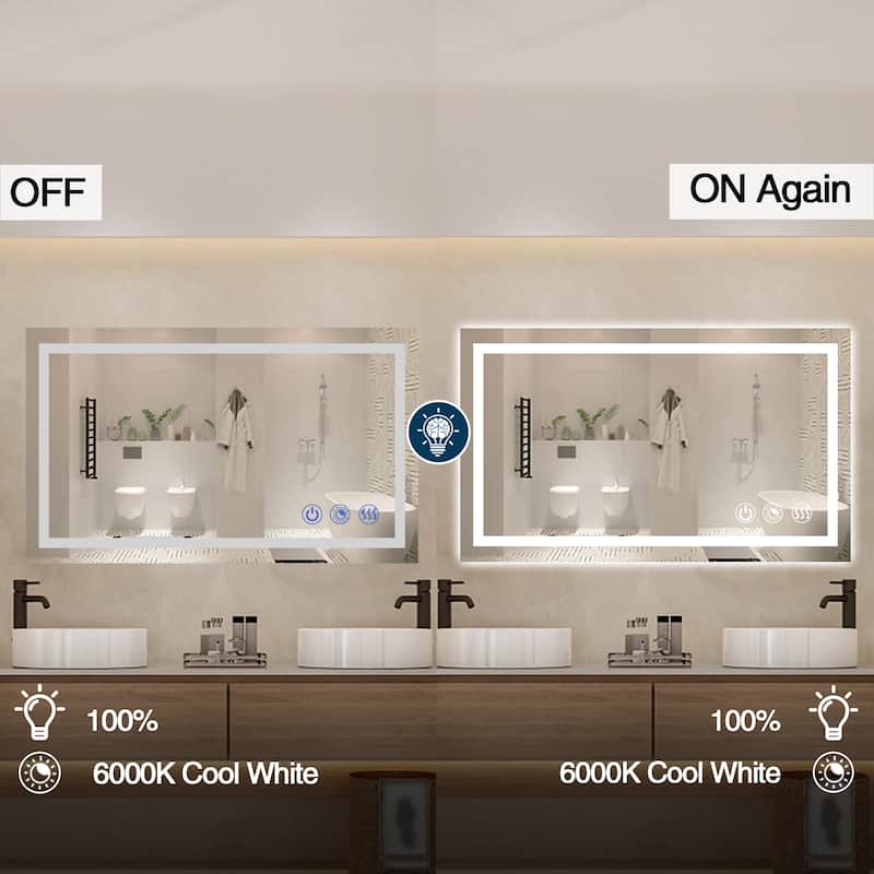 LED Bathroom mirror with Light,Dimmable 3 Colors Temperature Anti-fog Wall Mounted LED Bathroom Mirror(Frontlit & Backlit)