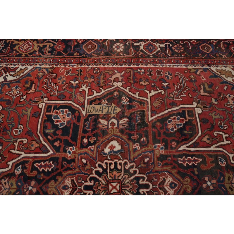 Hand Knotted Oriental 100% Wool Carpet Traditional Medallion Red Heriz Area Rug - 11' 4'' X 8' 3''