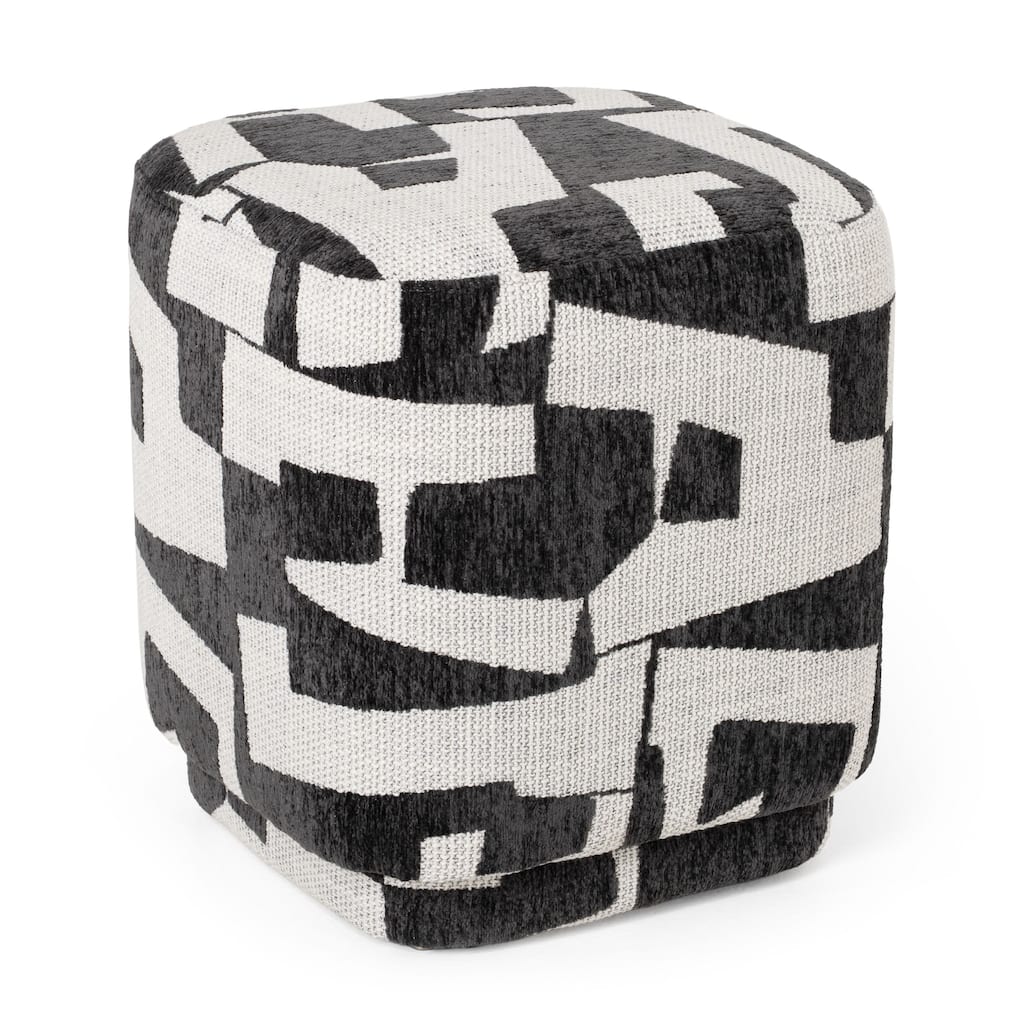 Divani Casa Loftis Modern Black & White Fabric Ottoman