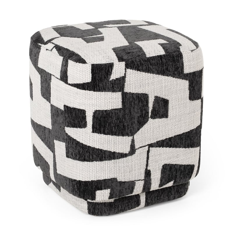 Divani Casa Loftis Modern Black & White Fabric Ottoman