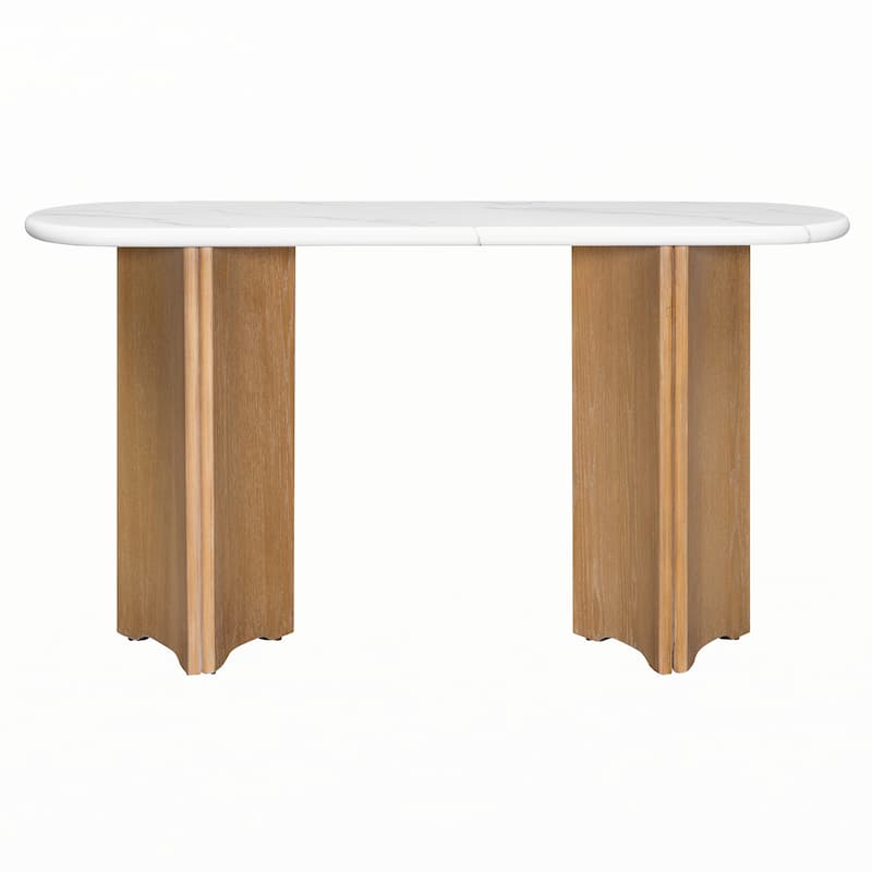 Narrow Console Table, Entryway Table,Natural+White