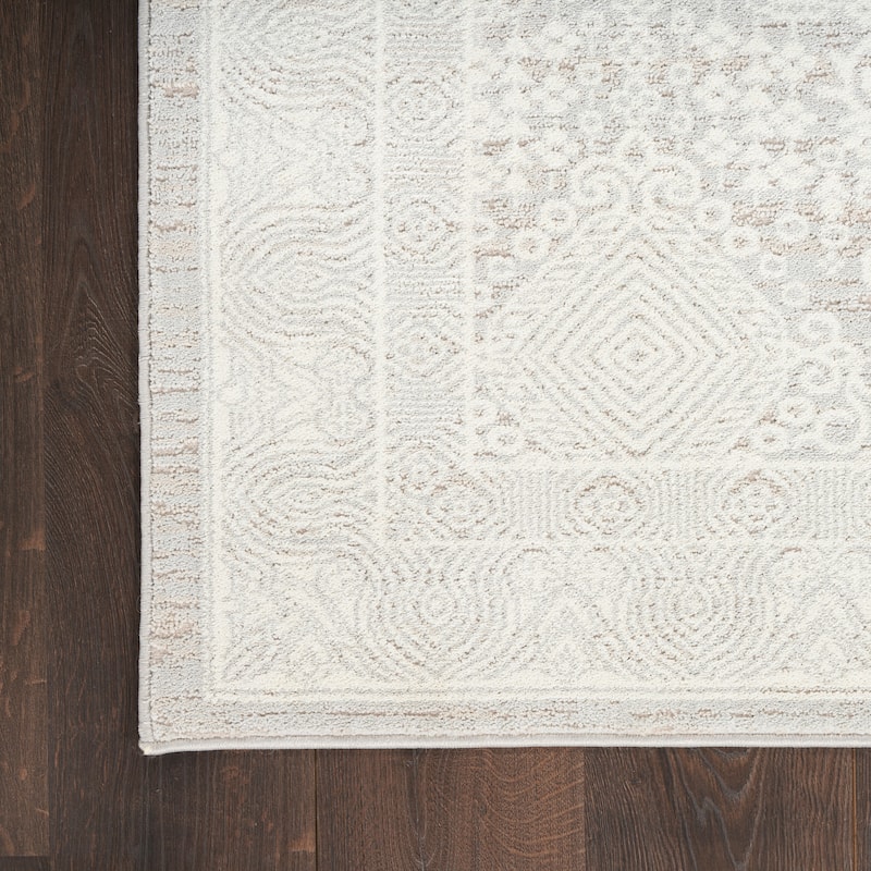 Nourison Renewed Indoor only Persian Area Rug - Silver/Ivory - 3' 11" x 5' 11"