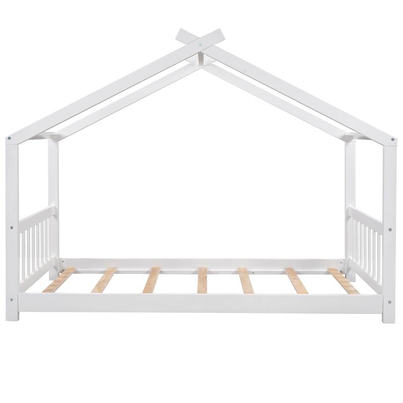 Twin Size House Platform Bed with Headboard and Footboard