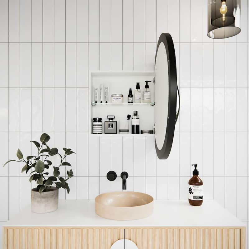 Glass Warehouse SC1-R-28 Juno 28" x 28" Framed Single Door Medicine - Matte Black