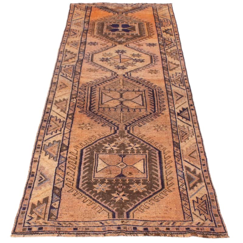 ECARPETGALLERY Hand-knotted Melis Vintage Copper Wool Rug - 4'2 x 12'2