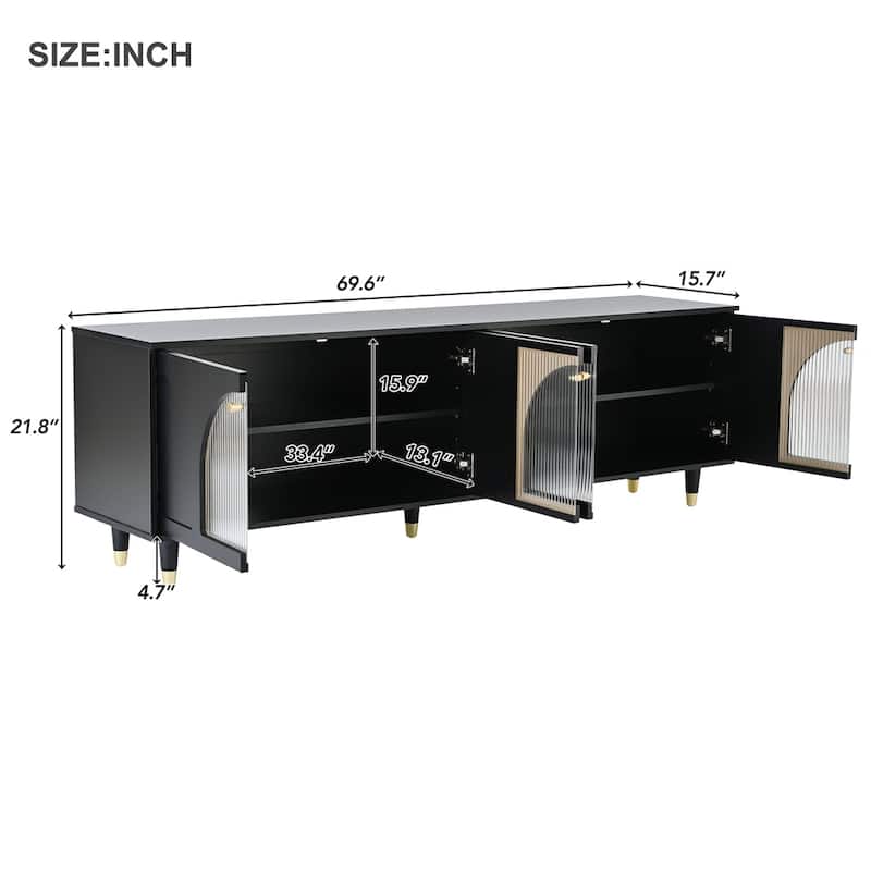 Contemporary TV Stand with Adjustable Shelves for TVs Up to 78"
