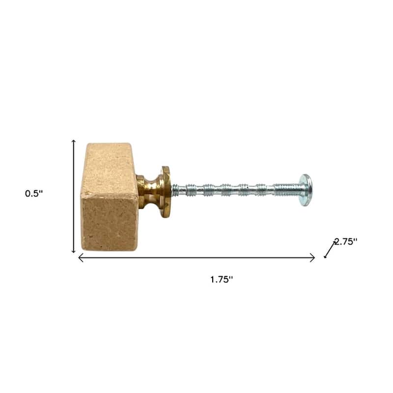 HomeRoots Set of Six Brown Rectangle Knob Stone Drawer Pull Knobs - 5.10 in. x 5.10 in. x 2.60 in.
