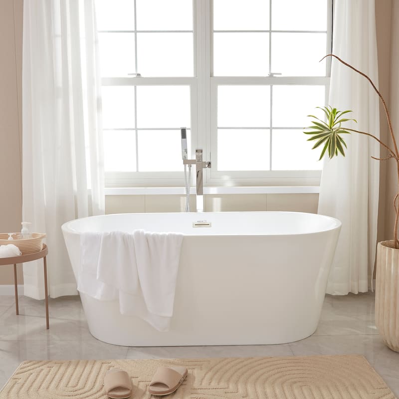 Vanity Art 59" Acrylic Freestanding Soaking Bathtub