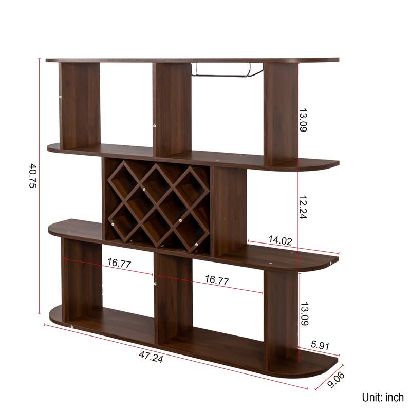 Large 3-Tier Rustic Wall-Mounted Wine Bottle Rack，Multifunctional Wooden Wine Storage Rack with Glass Holders