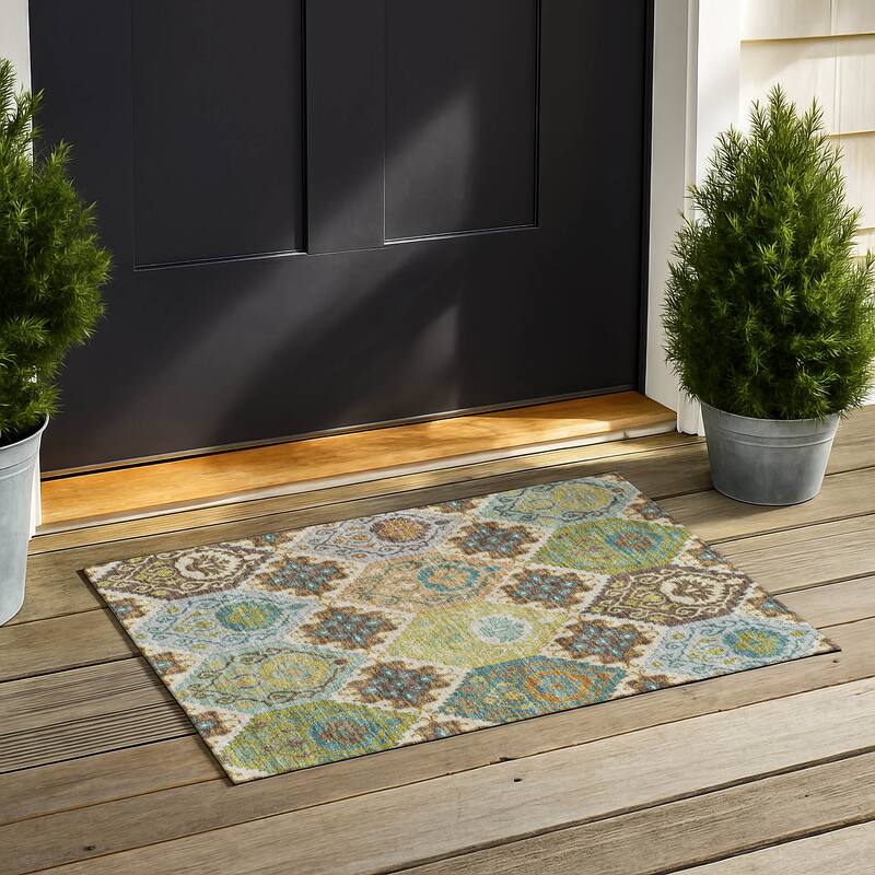 Machine Washable Indoor/ Outdoor Global Bayfield Chantille Rug - Beige - 1'8" x 2'6"