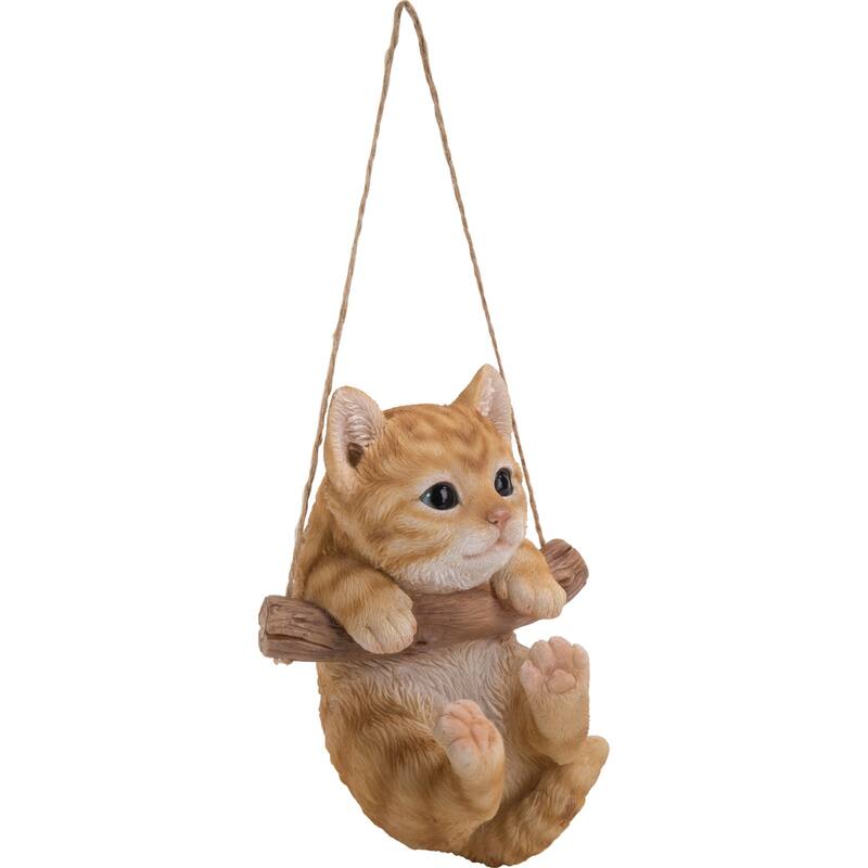 5.5" Tabby Kitten Hanging Outdoor Garden Statue