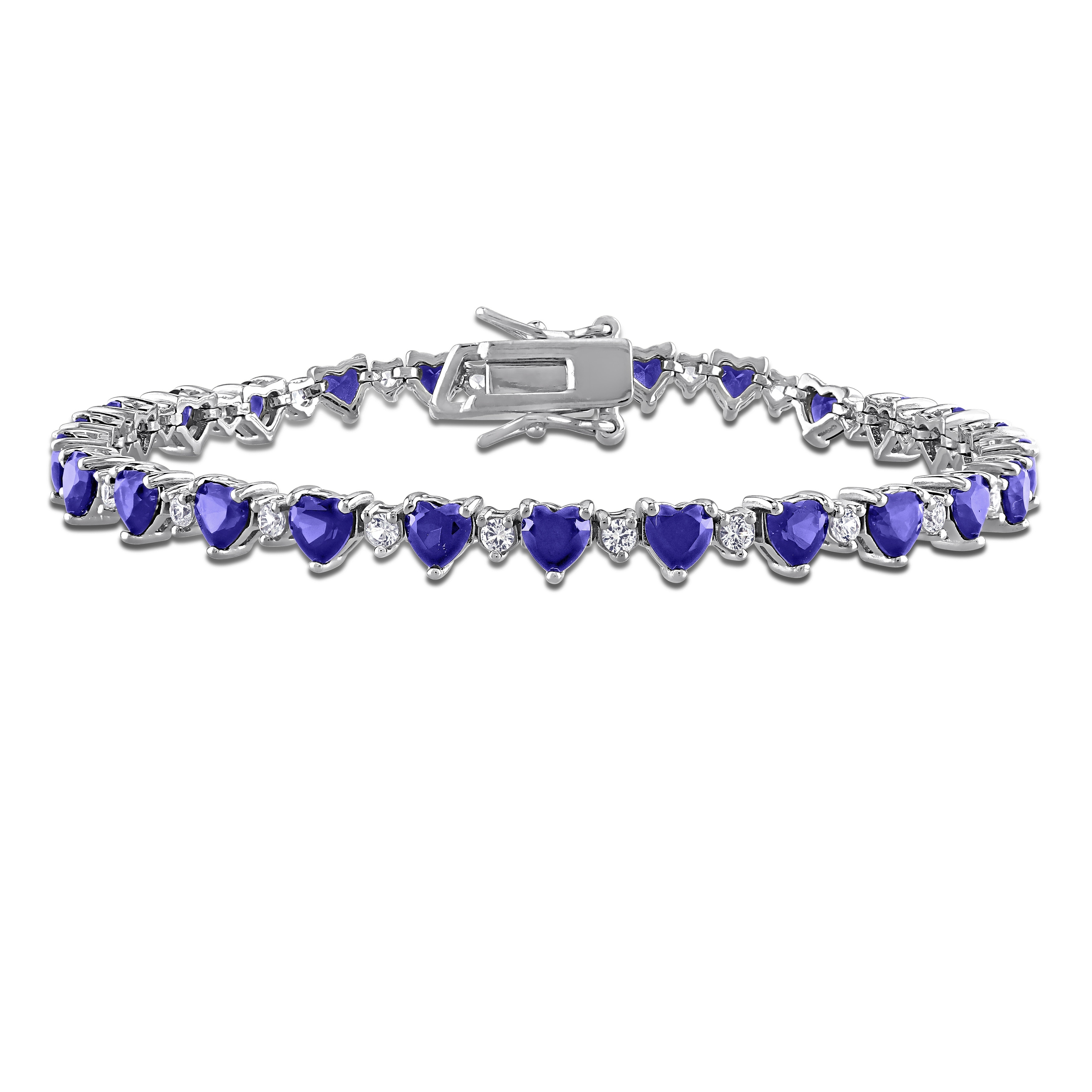 Miadora Created Gemstone Heart Bracelet Sterling Silver