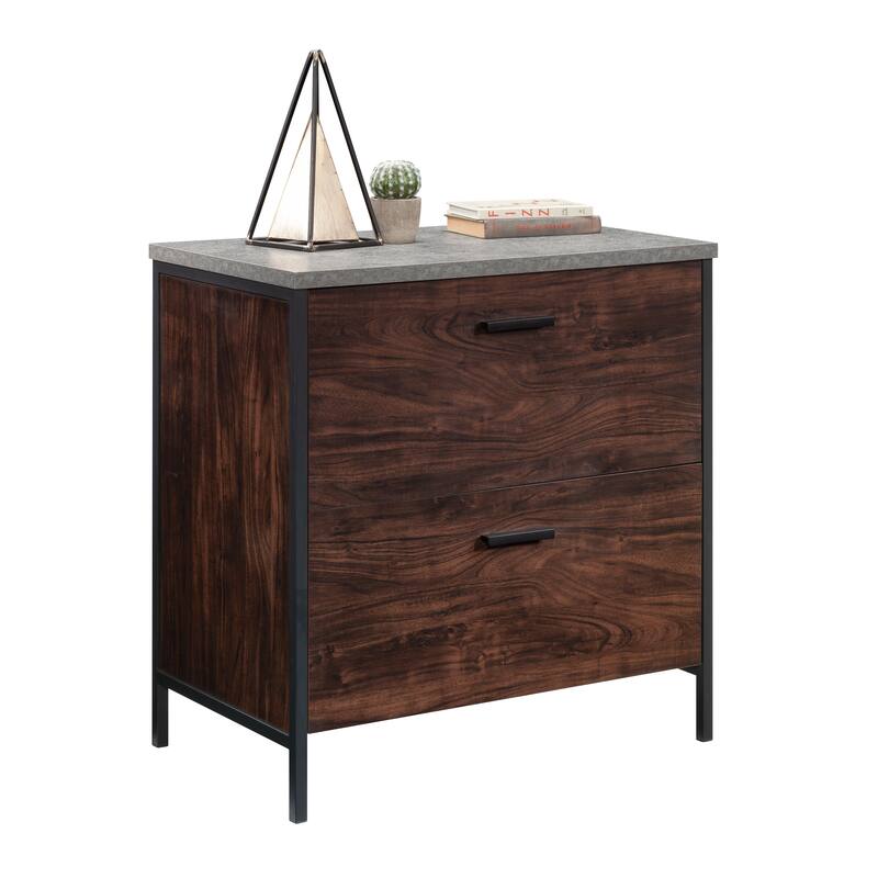 Anmytek 2-Drawer Lateral File Cabinet with Pipe Frame and Hanging Rails Rustic Wood Industrial Office