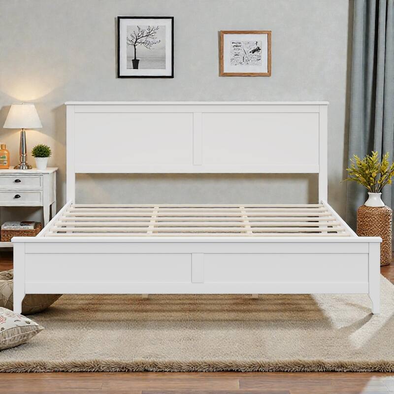 Modern Solid Wood Platform Bed Frame with Wooden Slats Support, No Box Spring Needed, Full Queen King