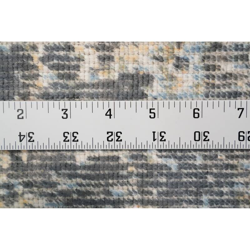 Hand Knotted Oriental Viscose Silk Carpet Modern All-Over Greys & Charcoal Abstract Area Rug - 4' 0'' X 2' 0''